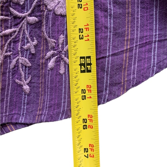 Johnny Was Brittany Patch Pocket Shirt in Muted Purple Stripe Size Small - Picture 10 of 13